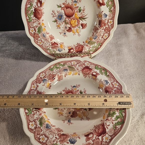 Vintage Johnson Brother* Dorchester England* 2 Salad 8" Bowls" Pink Floral - Picture 9 of 9